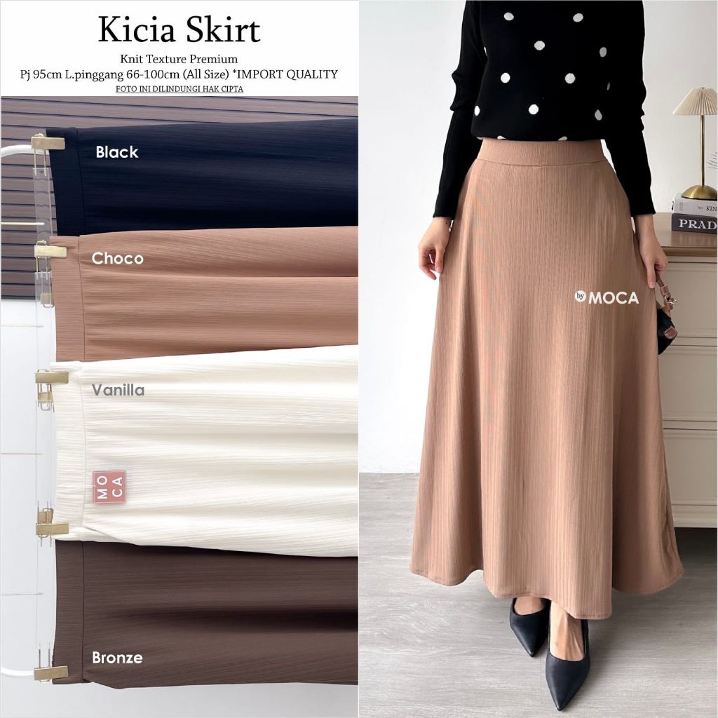 Kicia Skirt rok Jumbo Allsize Premium Knit Uniqlo Original Ori Moca Berlabel