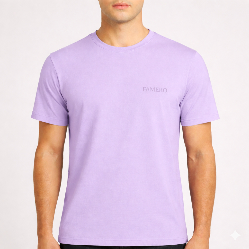 FAMERO - Kaos Polos Distro Pria Premium - Warna Ungu Muda