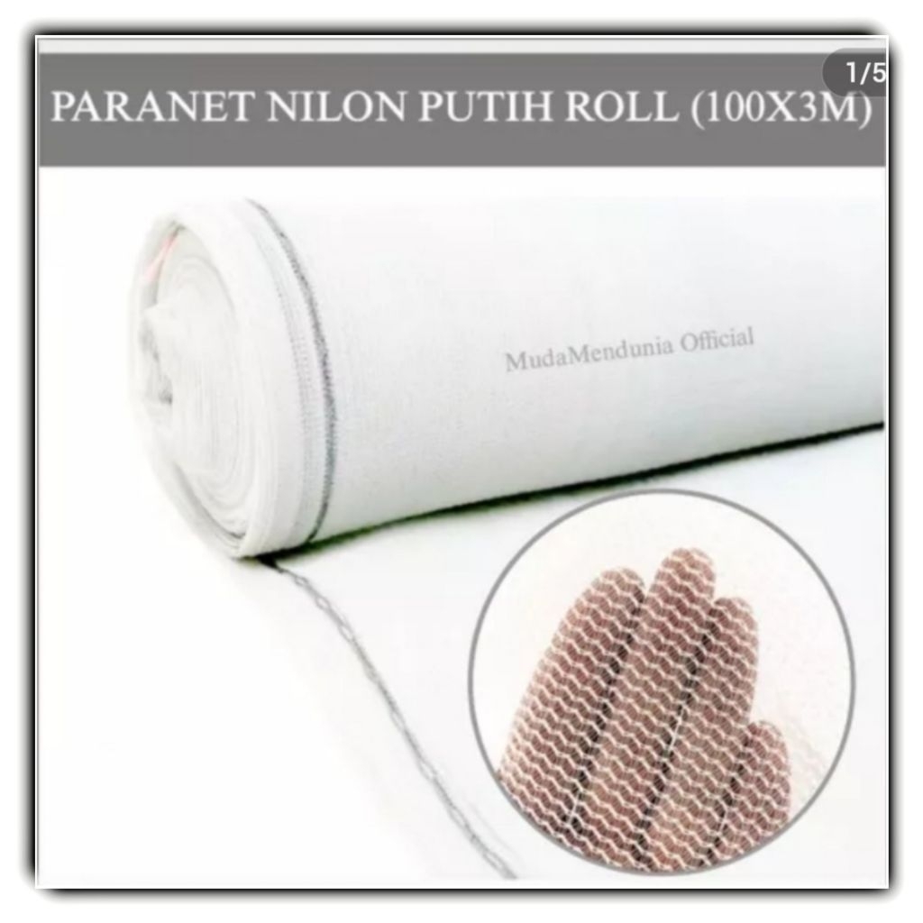 paranet nylon 85% warna putih polos 3m x 100m