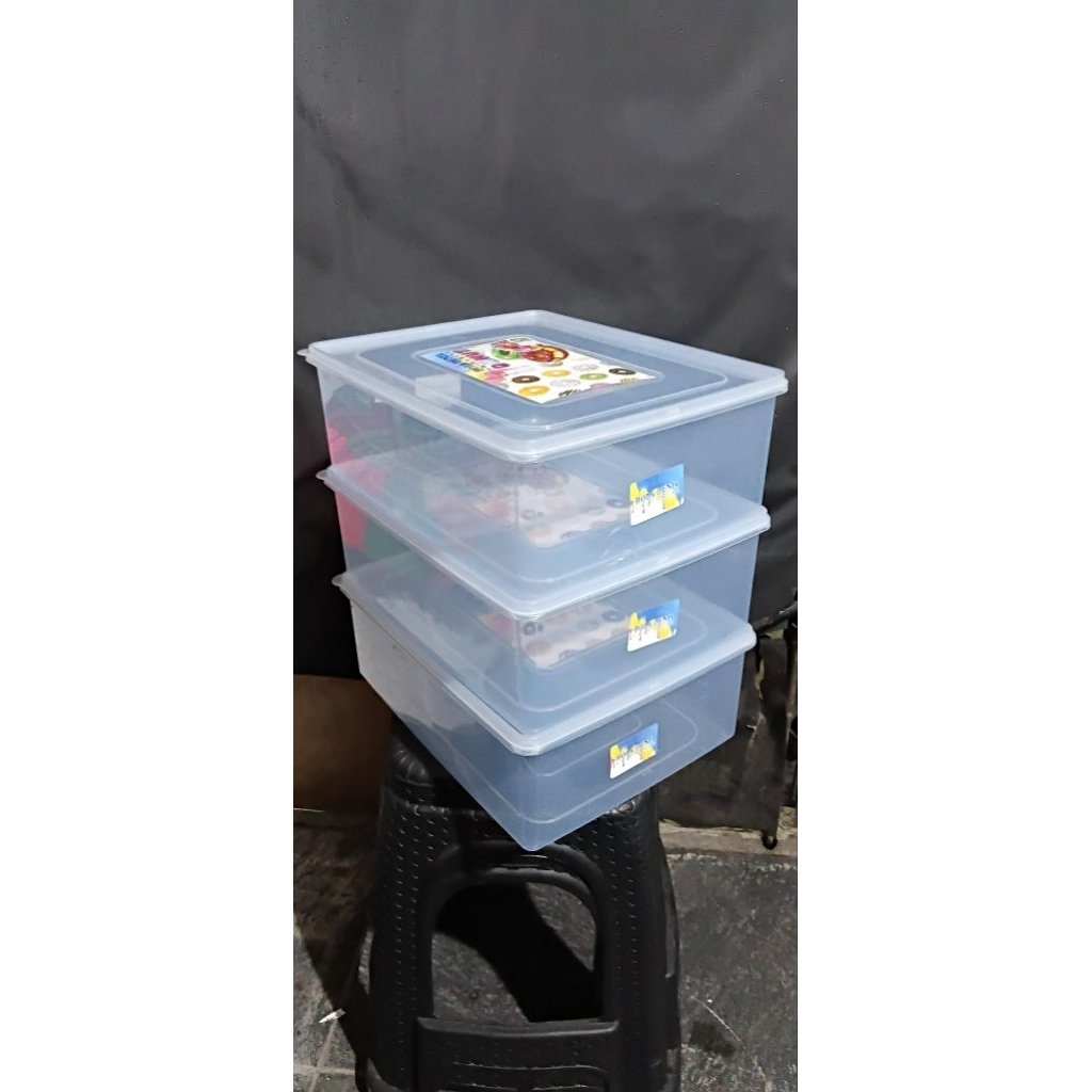 Kotak Donat Plastik Mika Transparan 36x28x12.5 cm - Tahan Lama dan Praktis