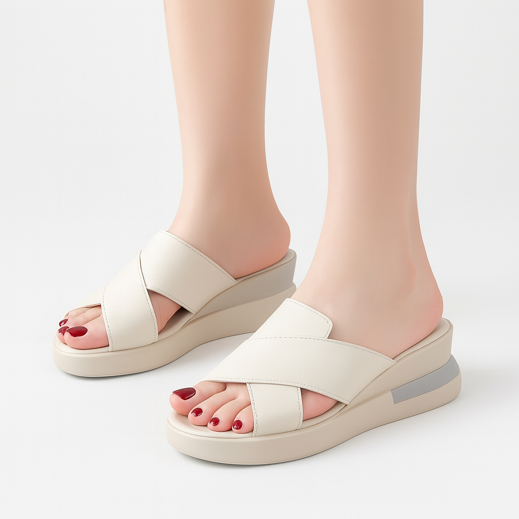 Sandal Wedges Polos Hak 5 cm / Sandal Slop Wedges Wanita