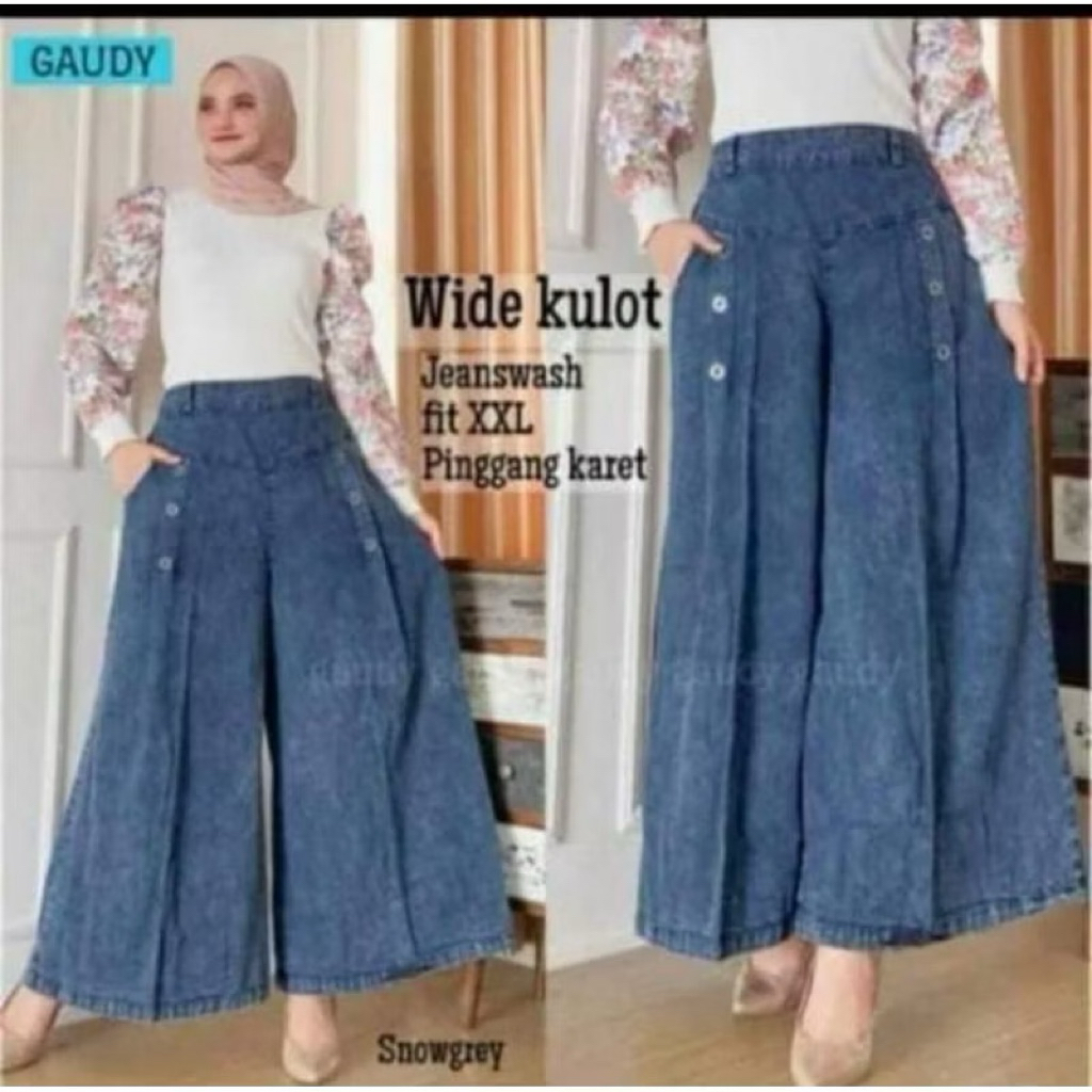 Celana Kulot Jeans Wanita Alazka Jumbo Palazzo - Lembut, Nyaman, dan Melar