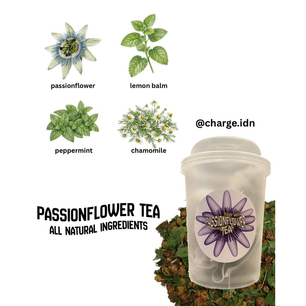 Teh Tidur Nyenyak Herbal – Passionflower Sleep Tea | Anti Insomnia | Chamomile Lemon Balm | 5 Teabag
