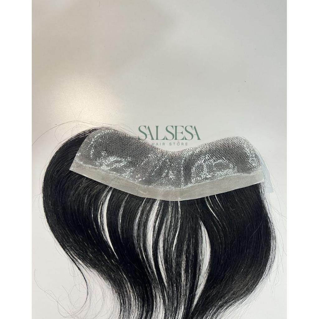 Toupee Tutup Jidat Botak M Natural Untuk Pria Bahan PU/Skin Rambut Asli