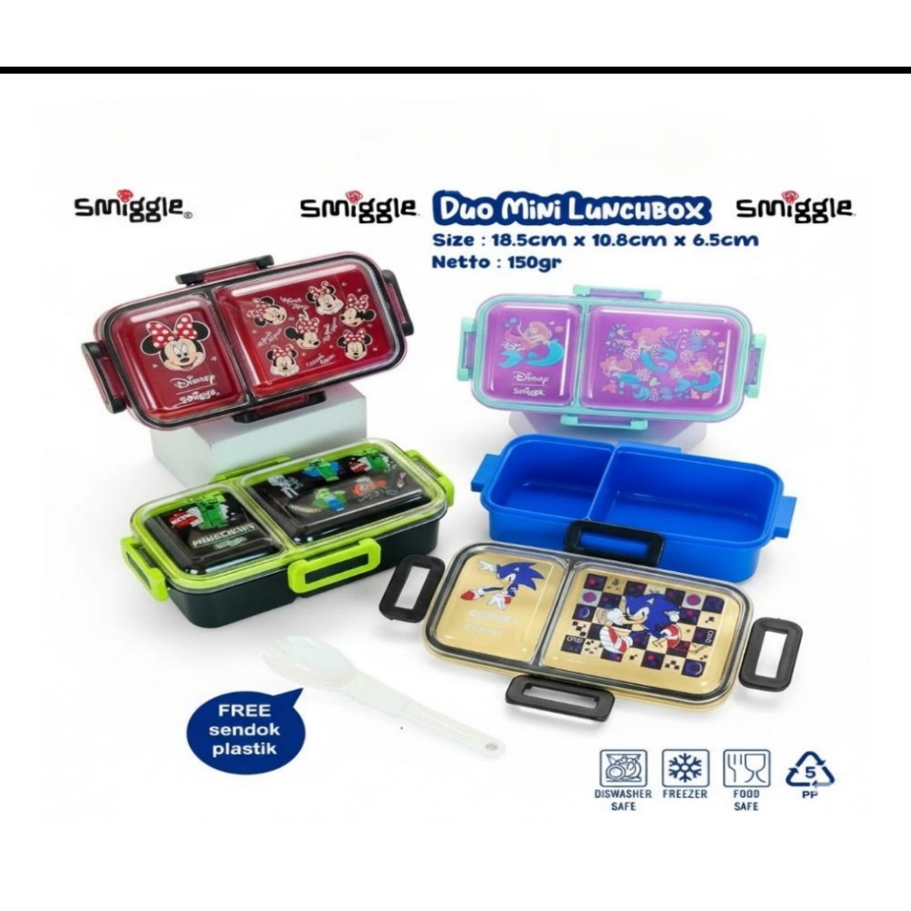 LUNCHBOX KOTAK BEKAL SMIGGLE 2 SEKAT 600ML / TEMPAT MAKAN ANAK SMIGGLE / KOTAK BEKAL ANAK SMIGGLE BP