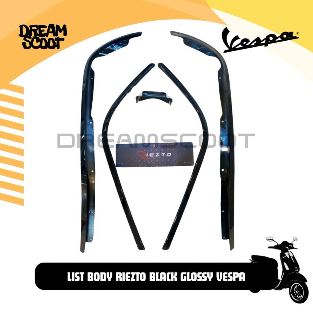 List body Riezto Black Glossy Vespa Sprint Vespa Primavera List Body Vespa Matic List Body Sprint Bl