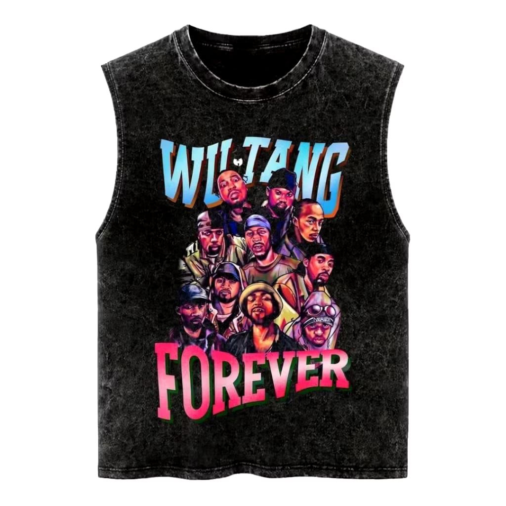 WUTANG FOREVER RAPPER SLEEVELESS WASHED OVERSIZE KAOS PRIA WANITA VINTAGE TEE ATASAN
