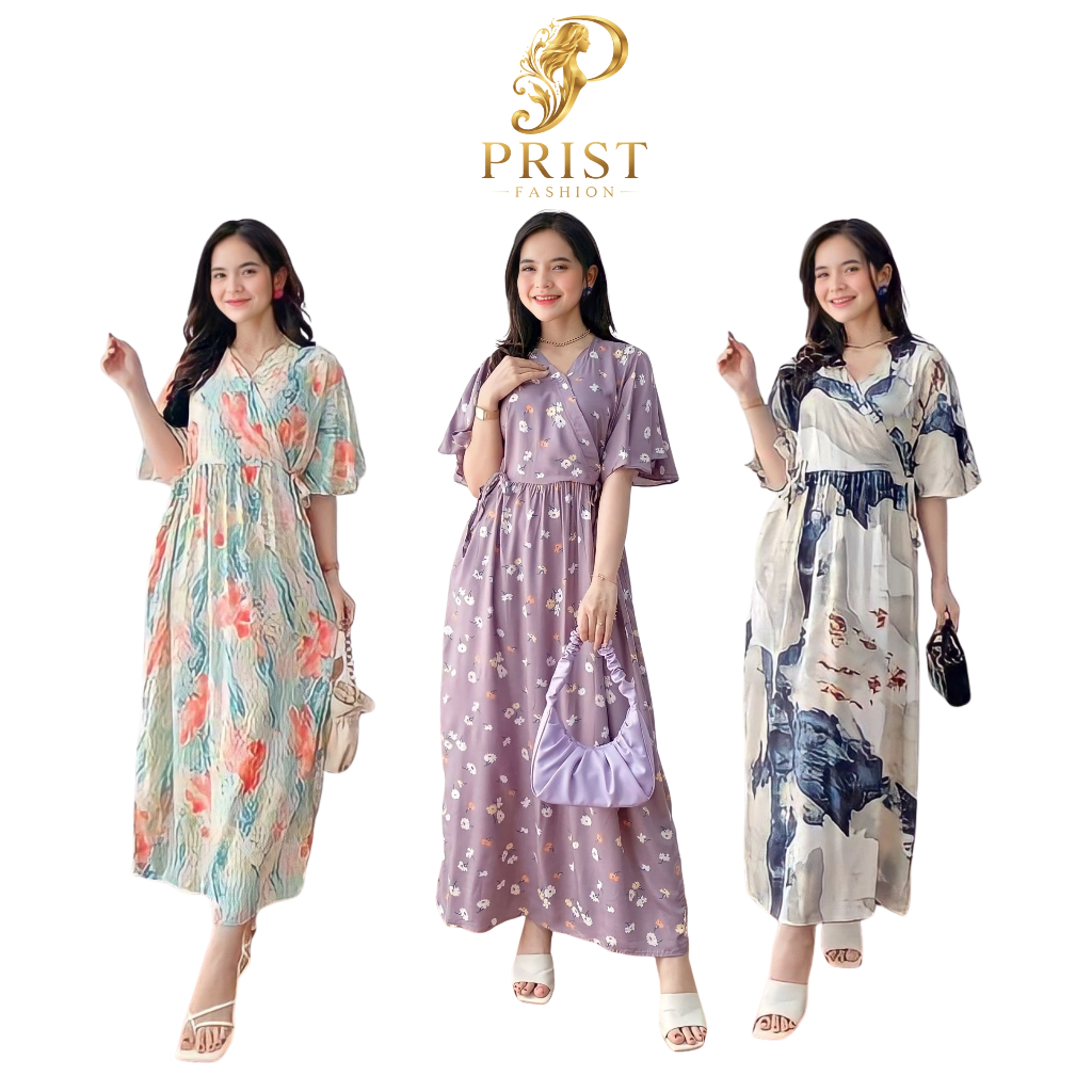 Prist Fashion - Daster Kimono Jumbo Wanita Panjang Semata Kaki Rayon Lengan Pendek Dewasa