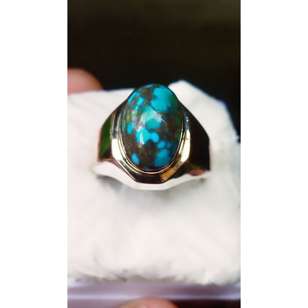 natural turquaese(virus),ring perak mas suasa asli 100%,batu permata asli original garansi 100%