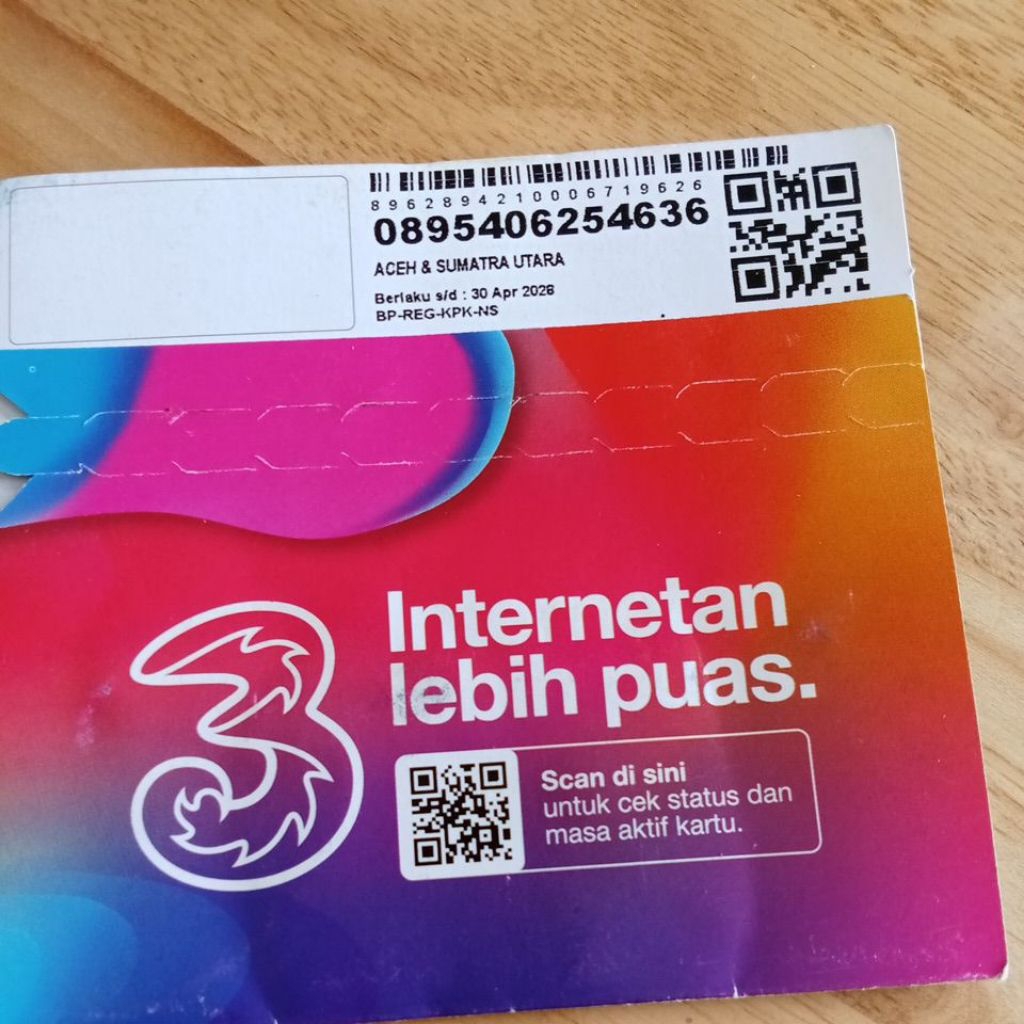 Perdana TRI - Paket Data 8GB, Bonus Kuota, Kompatibel 4G/5G