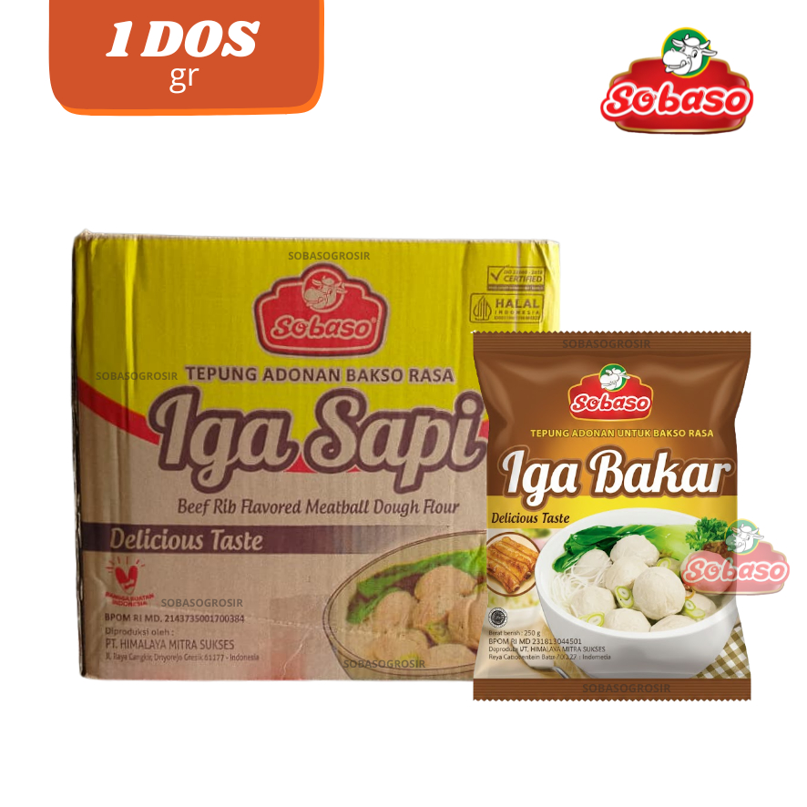Tepung Adonan Bakso Rasa Iga Bakar Sobaso 250 gr (DOS-CARTON)
