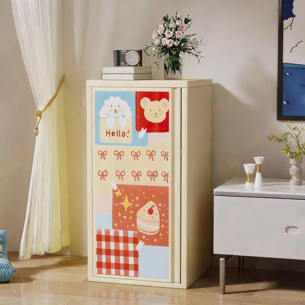 Lemari Tunggal Pintu Besi Lemari Buku Anak-Anak Lemari Buku Multi-Lapisan Tahan Karat Tahan Debu