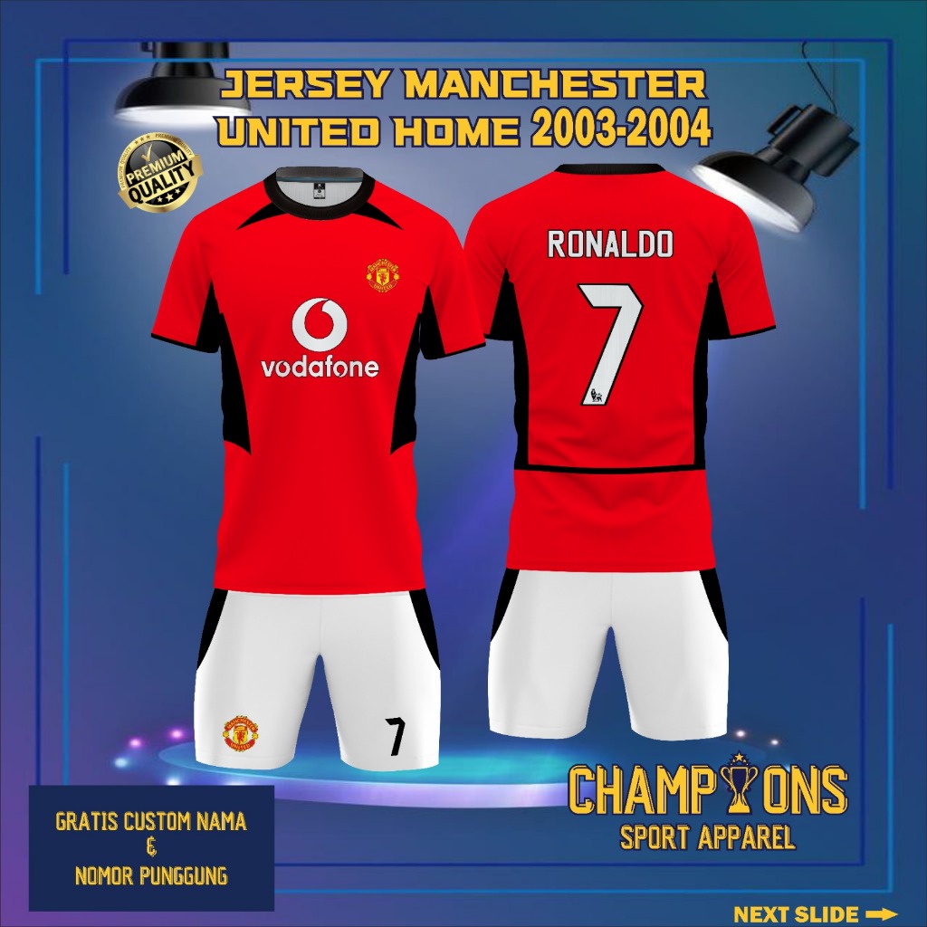 Jersey Sepak bola custom MANCHESTER UNITED HOME 2003-2004 – Full Printing Dryfit Milano