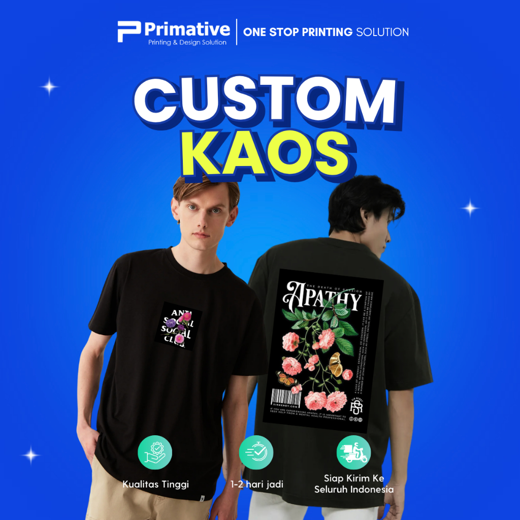 Primative Kaos Custom Satuan Sablon DTF Lengan Pendek Cotton 30s - PREMIUM KOZE