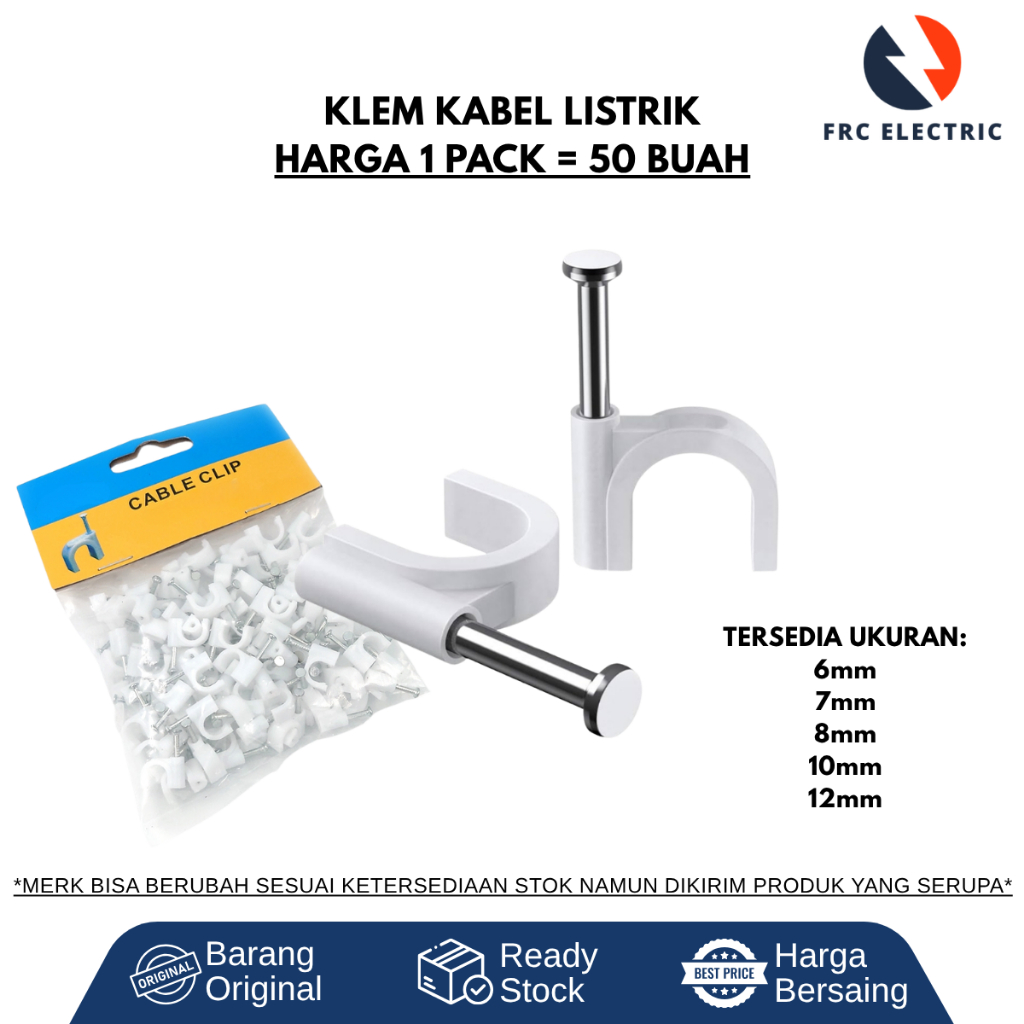 Klem kabel - Kabel Paku Listrik - Klip Kabel - Cable Clip - Klem Kabel Listrik