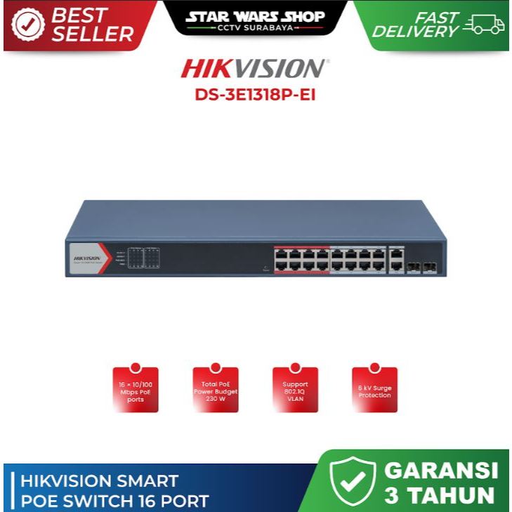 DS-3E1318P-EI - HIKVISION SMART POE SWITCH 16 PORT