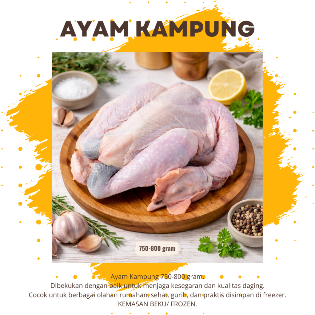 Ayam Kampung Utuh Potong Segar 750-800gr Khusus Bandung