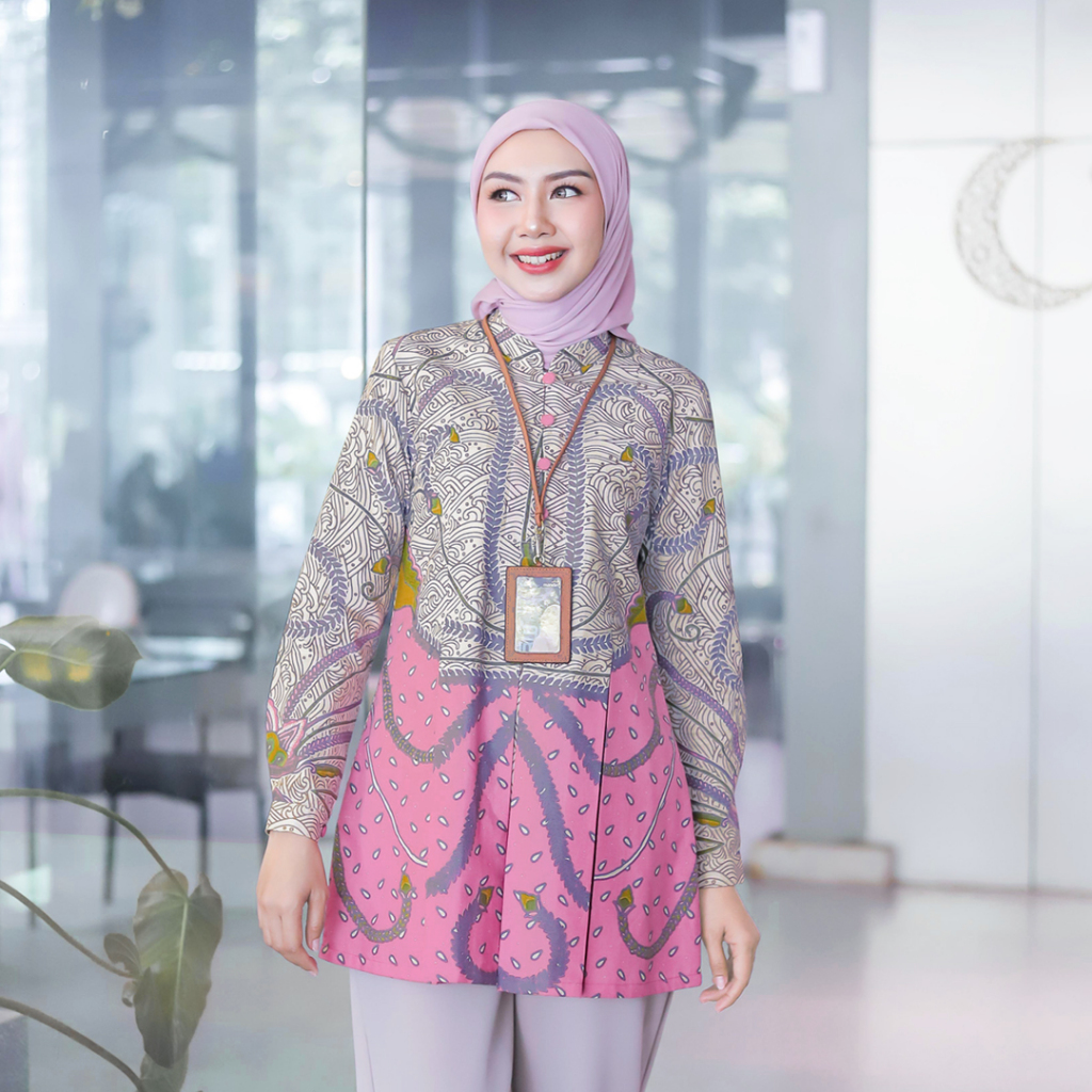 DEVINA Tunik Batik Wanita Modern Batik Kerja Kantor Wanita