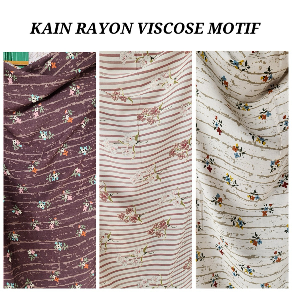 bahan kain katun rayon viscose motif bunga salur/rayon motif terbaru