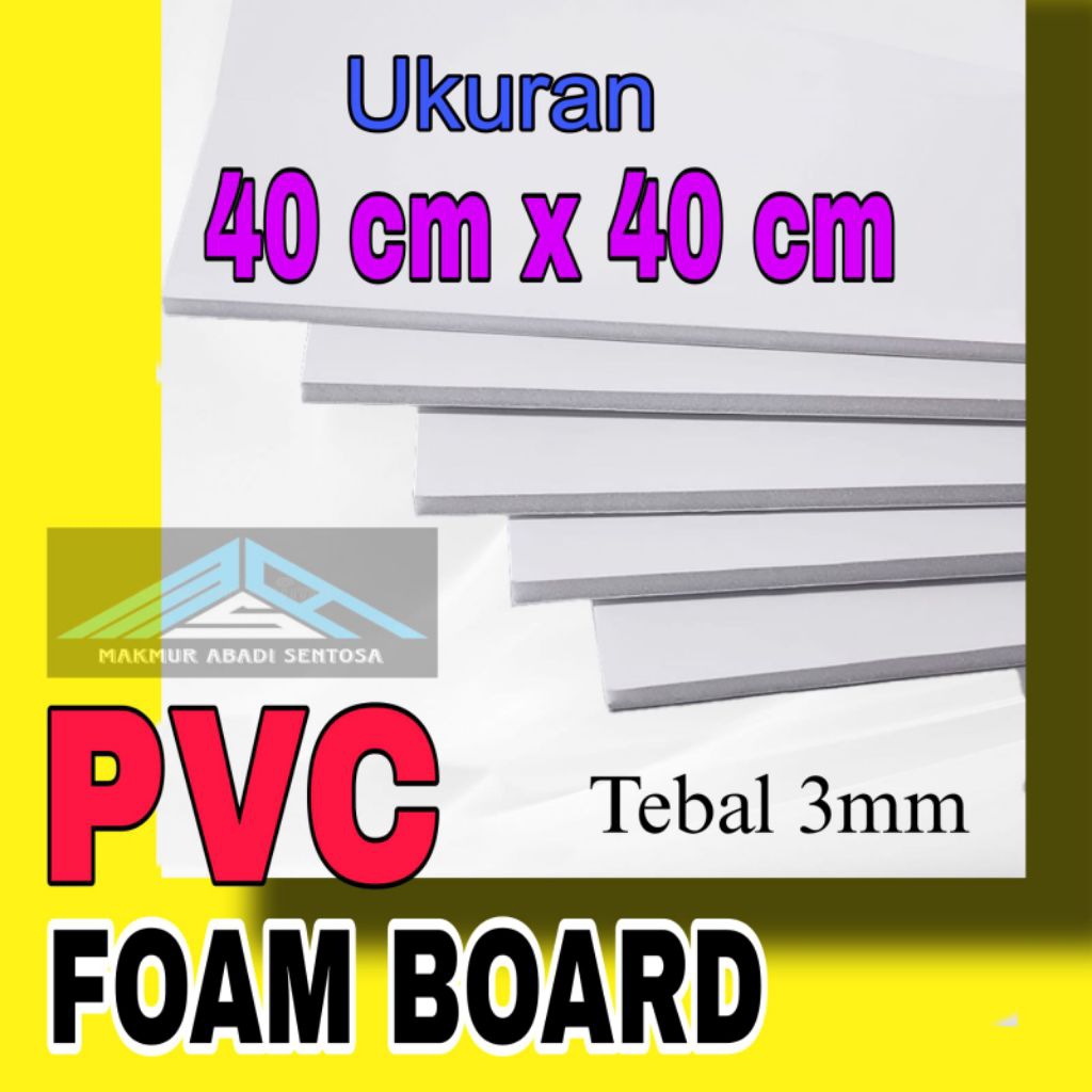 PVC Board/ PVC Foam Board Warna Putih - Ukuran 40 x 40 Cm, Tebal 3mm