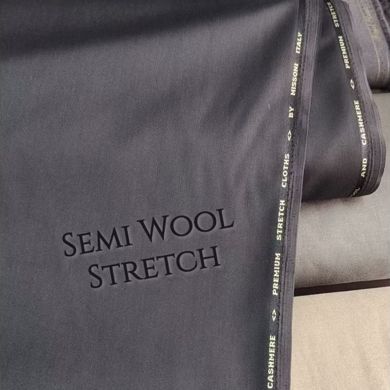 Bahan Superfine Premium Semi Wool Stretch Hitam