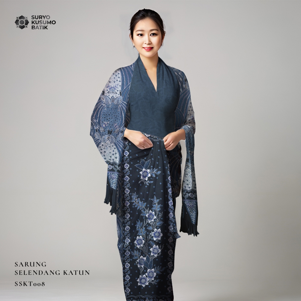 Suryo Kusumo Batik - Kain Batik Tulis Sarung Selendang Katun - Burung Biru