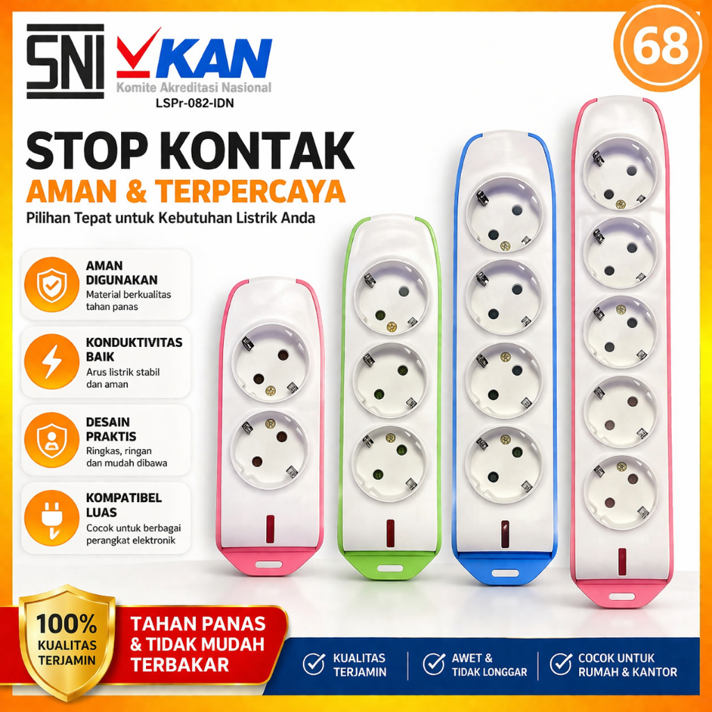 [COD] Stop Kontak Arde 2/3/4/5 Lubang Tanpa Kabel Stop kontak tanpa kabel Stop kontak SNI stop konta