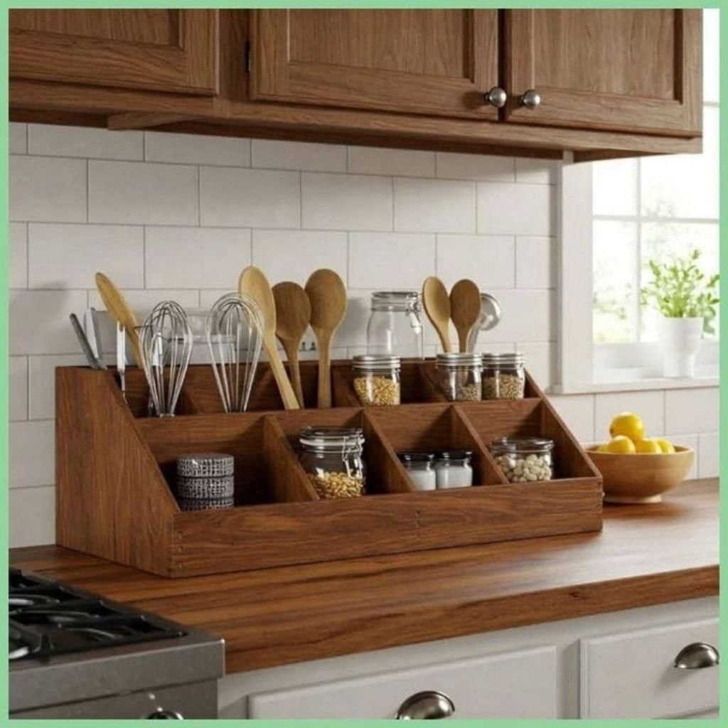 tempat alat dapur minimalis modern tempat bumbu dapur kayu jati