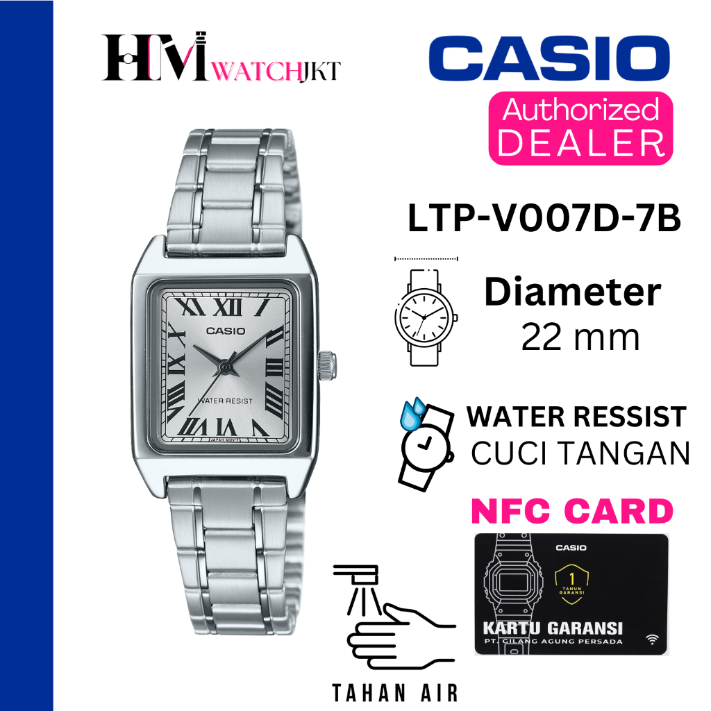 CASIO LTP-V007D-7BUDF Jam Tangan Wanita Original Analog Rantai Antiair LTP-V007D-7B ltpv007