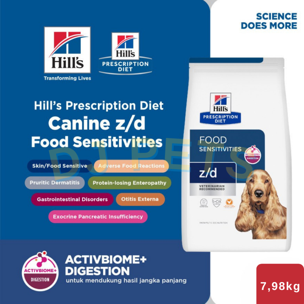 Hill's Science Prescription Diet Dog z/d Ultra Food Sensitivities 7,98 kg Makanan anjing gangguan al