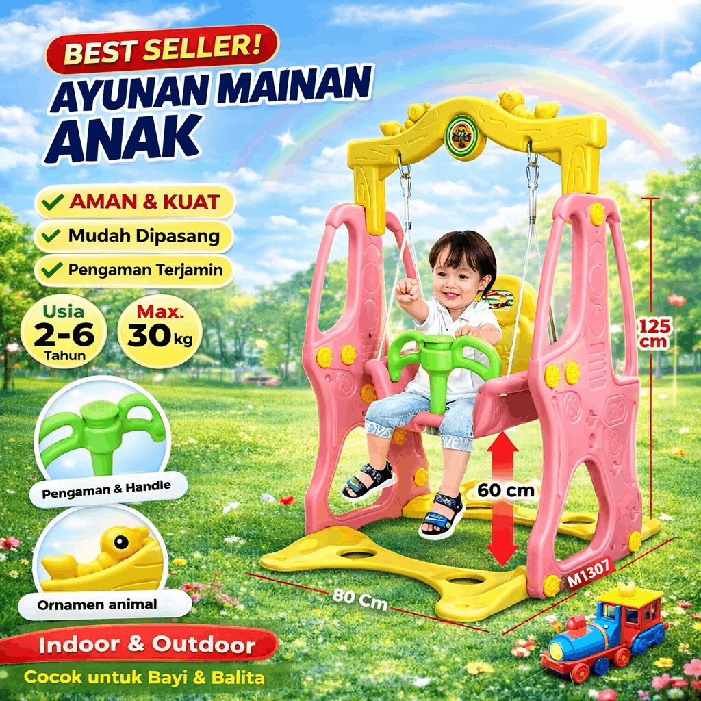 Mainan Ayunan Anak M1307 – Ayunan Bayi Plastik Tebal Anti Jatuh & Stabil
