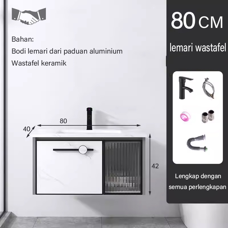 60cm/80cm kabinet wastafel cuci tangan kabinet wastafel aluminium-wastafel portable keramik-lemari b