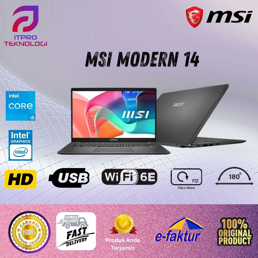 MSI MODERN 14 I5-1334 8GB 512GB 14" FHD BLIT W11 2Y