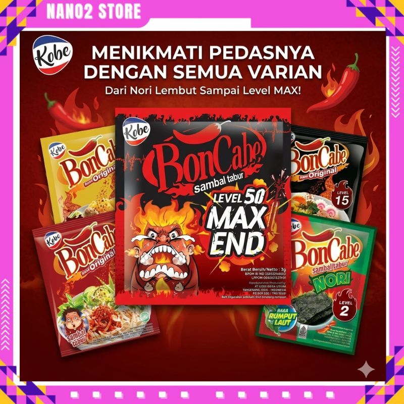 BonCabe Sachet Level 50 30 15 10 Nori Isi 12 Sachet Sambal Tabur Pedas Max End Untuk Semua Makanan