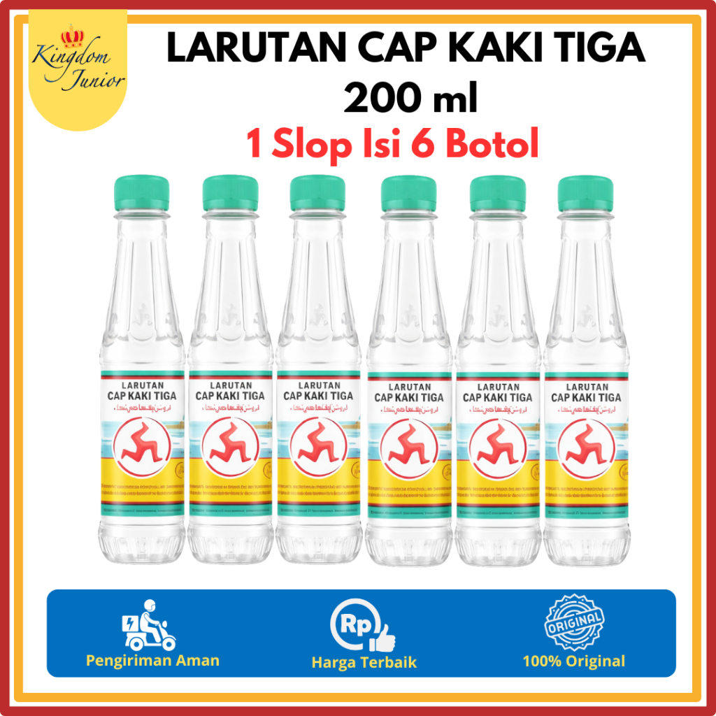 Larutan Cap Kaki Tiga 200ml 1 Slop Isi 6 Botol - Meredakan Panas Dalam, Mengandung Mineral Alami, Co