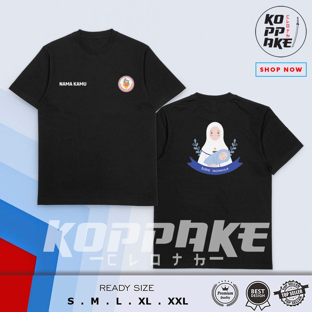 Kaos Bidan Indonesia Hijab Vector IBI Logo Gratis Nama Kamu (tanpa sablon bendera) Baju Distro