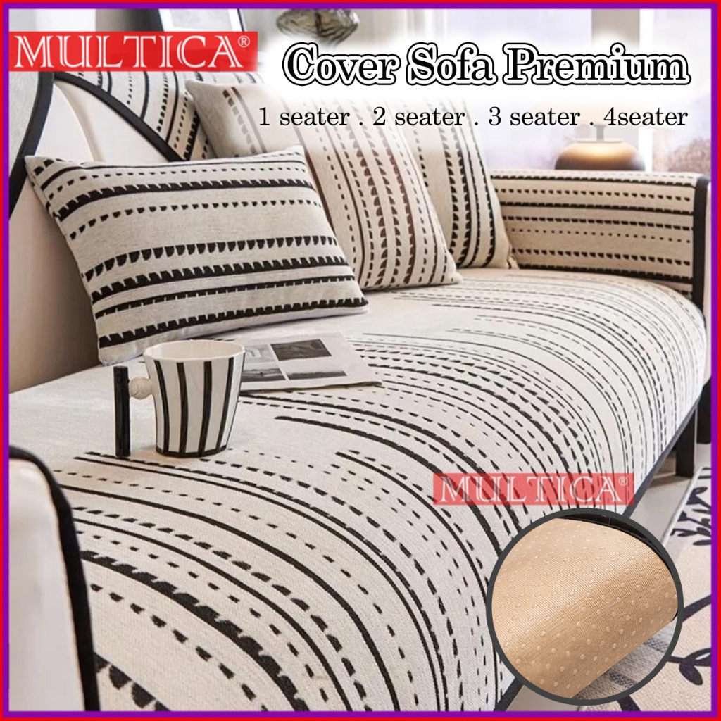 MULTICA - Sarung Sofa 1 2 3 4 Seater Cover Sofa anti selip penutup Sofa berbentuk L Pelindung sofa