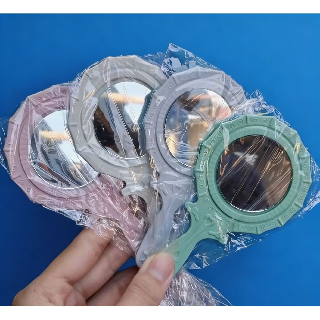 [TERMURAH] Souvenir Pernikahan Kaca Cermin Gagang Warna Kaca Bundar Oval Vintage Gagang Plastik Kema
