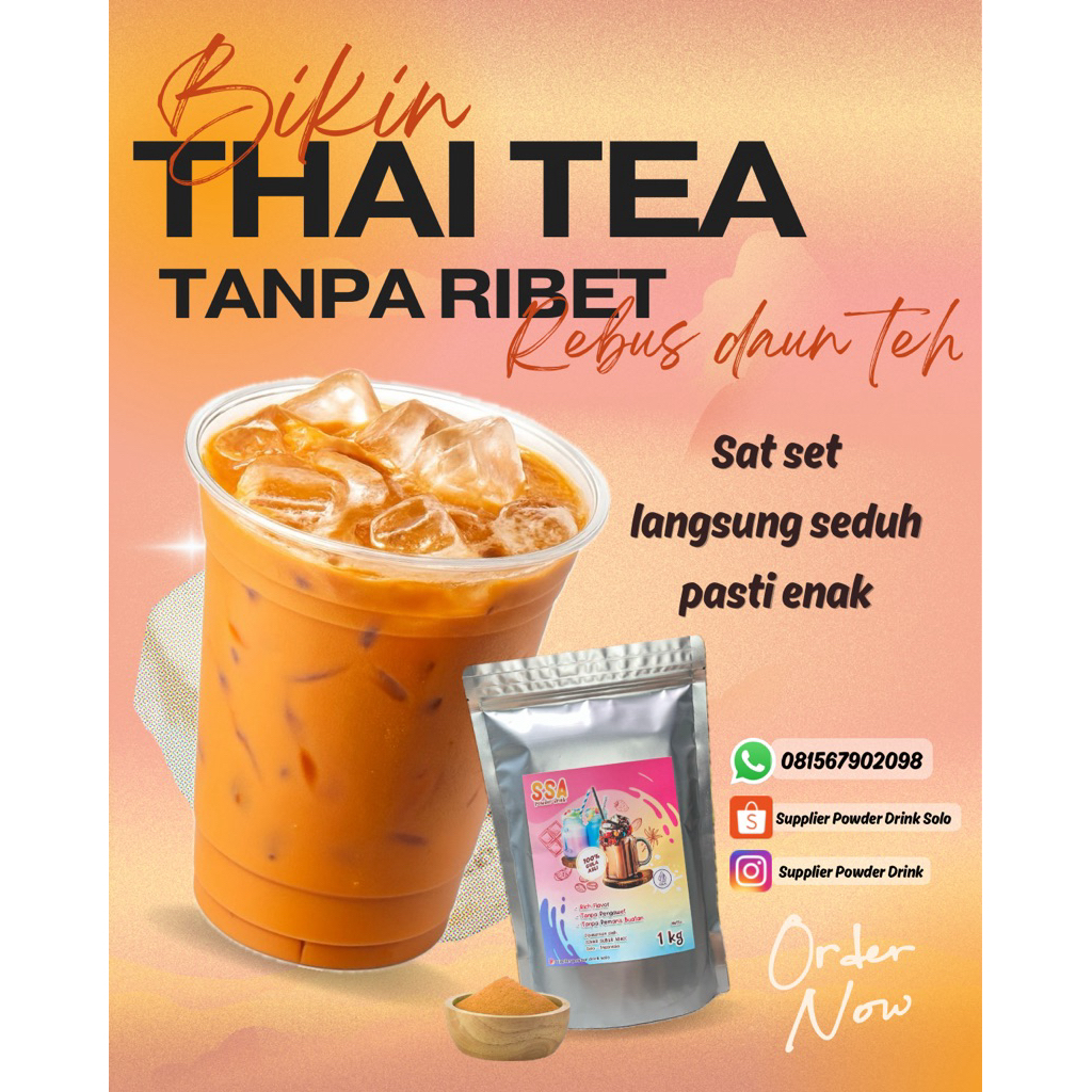 Powder Drink Thai Tea 250 Gr / bubuk minuman premium rasa Thai Tea teh thailand
