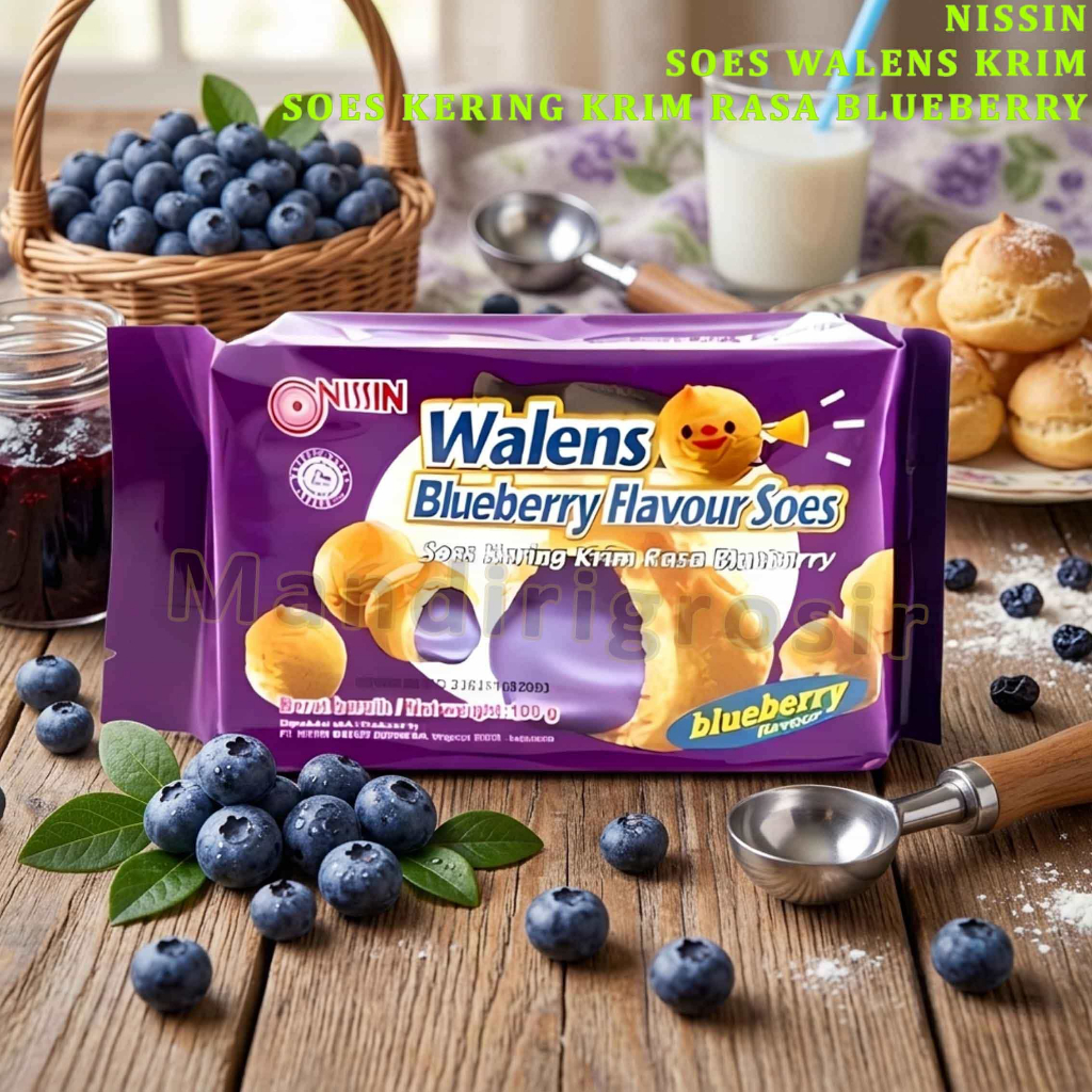 Soes Kering Walens Krim * Nissin Walens * Soes Kering Rasa Blueberry * 100gr