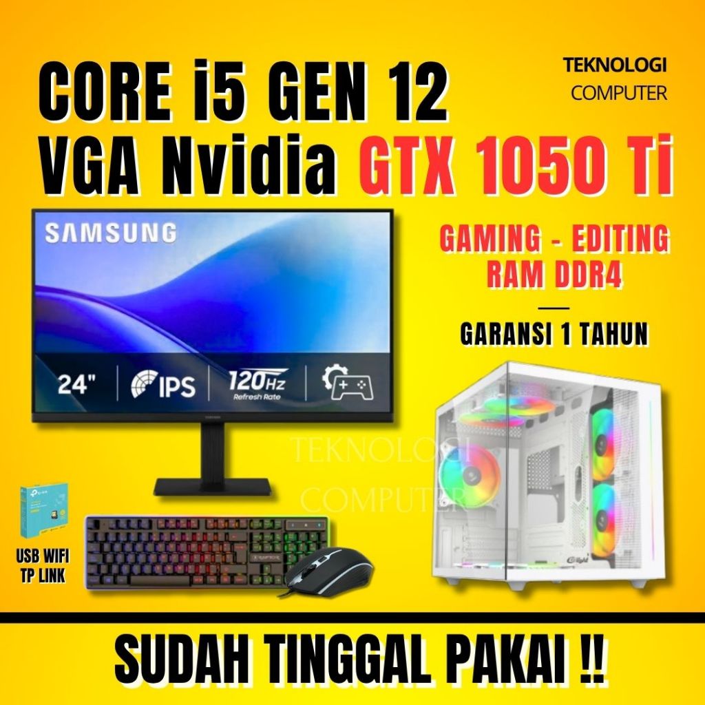 Core i5 | Gen 12 | VGA GTX 1050 Ti | Full Set | PC Rakitan | Komputer CPU | PC Gaming Editing