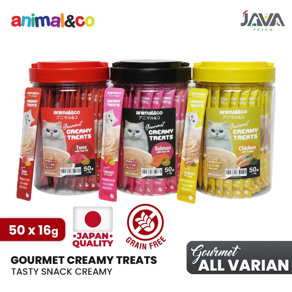 Animal&Co Gourmet Creamy Treats 16gram 50pcs 1 Toples Snack Cemilan Liquid Kucing