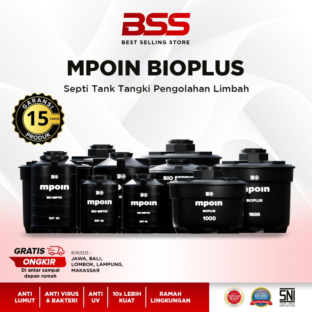 MPOIN BIOPLUS (BioPlus Septic Tank) BP100-BP200  Series Tangki Septik MPOIN Garansi 15 thn