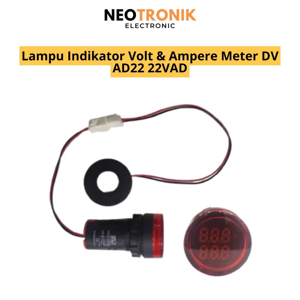 AD22 22VAD Pilot Lamp + Volt + Ampere Meter / Lampu Indikator Panel LED Digital DV