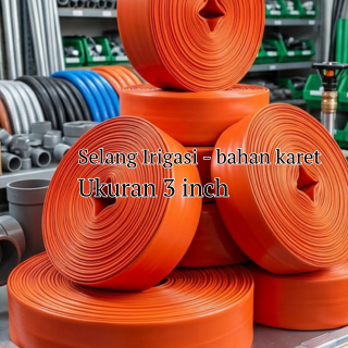 Selang Karet 3 Inch Meteran Flat Hose PE 3 Bar Untuk Irigasi Air Sawah