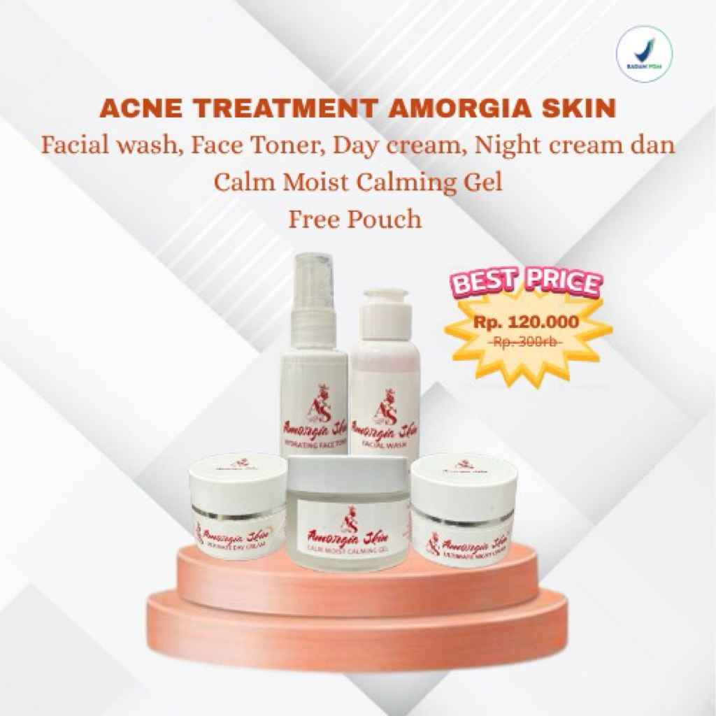 AMORGIA SKIN - Acne Treatment Set (Paket Skincare Amorgia + Moist Putih) FREE POUCH