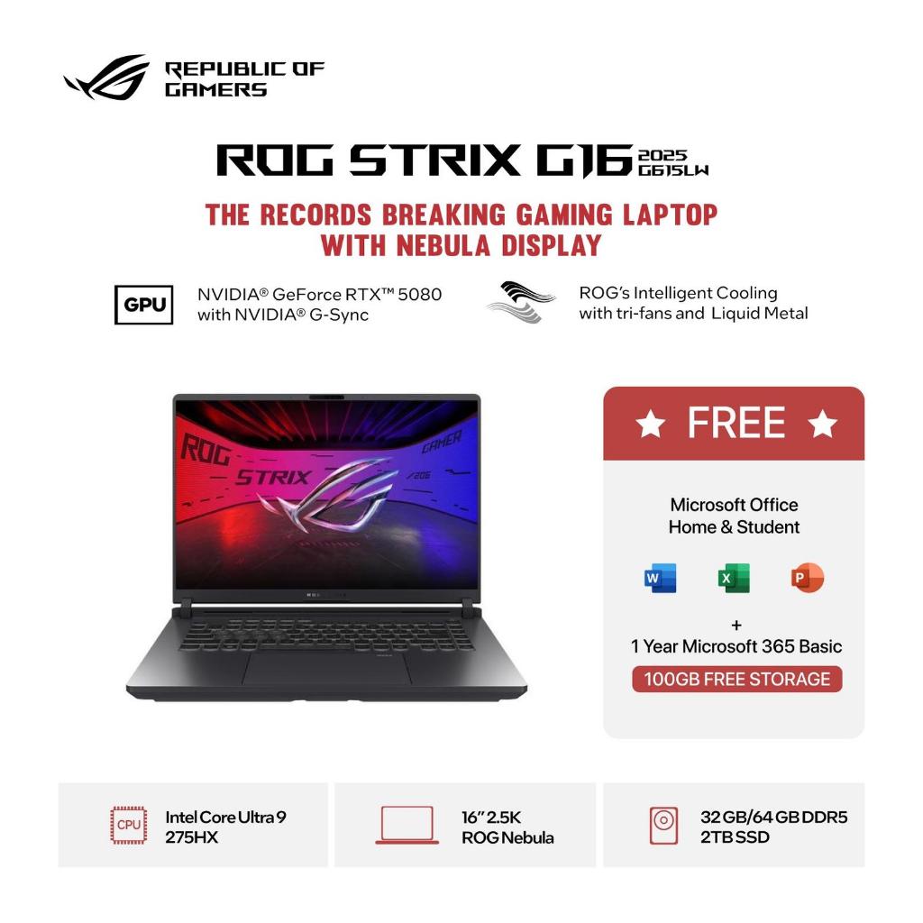 ASUS NB ROG STRIX G615LW-I9N58J6G-HM 90NR0LG1-M006W0 ULTRA 9-275HX/16GB/1TB/RTX5080 16GB/16.0 WUXGA/
