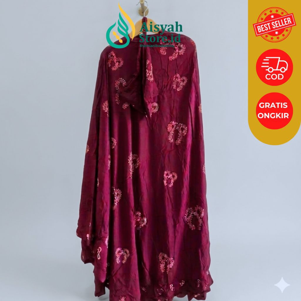 Mukena Rayon Dewasa Polos PremiumWarna Hitam Maroon Terracotta