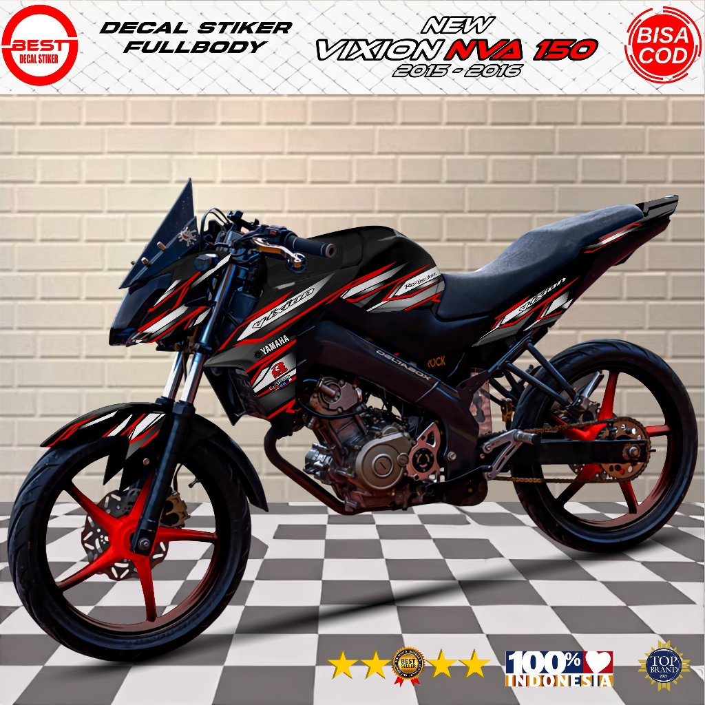 Decal Vixion New NVA 150 2015 2016 Fullbody Motif Racing Hitam Keren