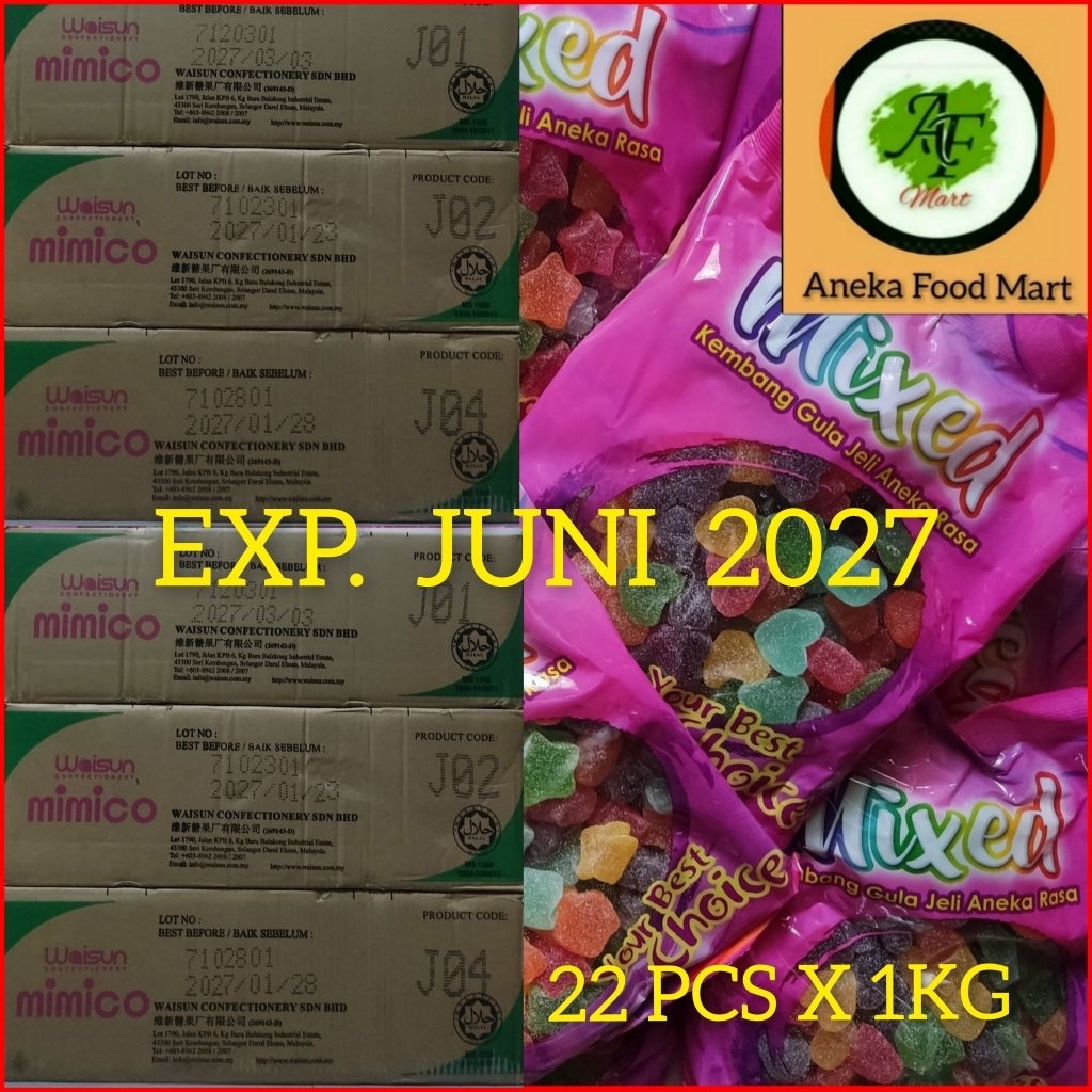Permen jelly Waisun 1kg/ Waisun jelly/ Mixed pastilles/ Jelly Malaysia/ Permen jelly/ Jelly buah/ Ke